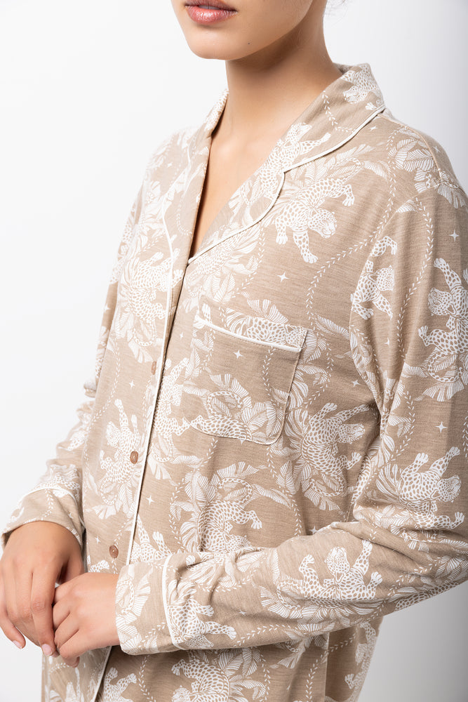 Leopard Print Button Down Pyjamas (3)