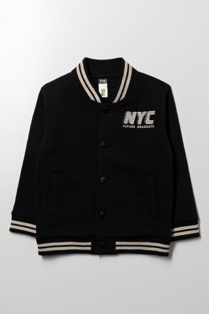 Fleece Baseball Jacket Black
