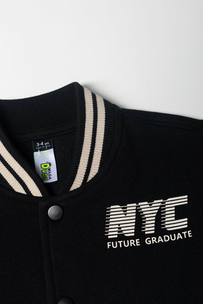 Fleece Baseball Jacket Black