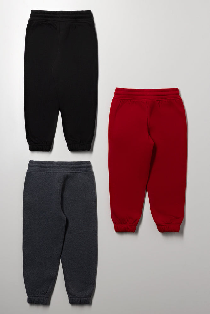3 Pack Trackpants Black, Red And Dark Grey (2)