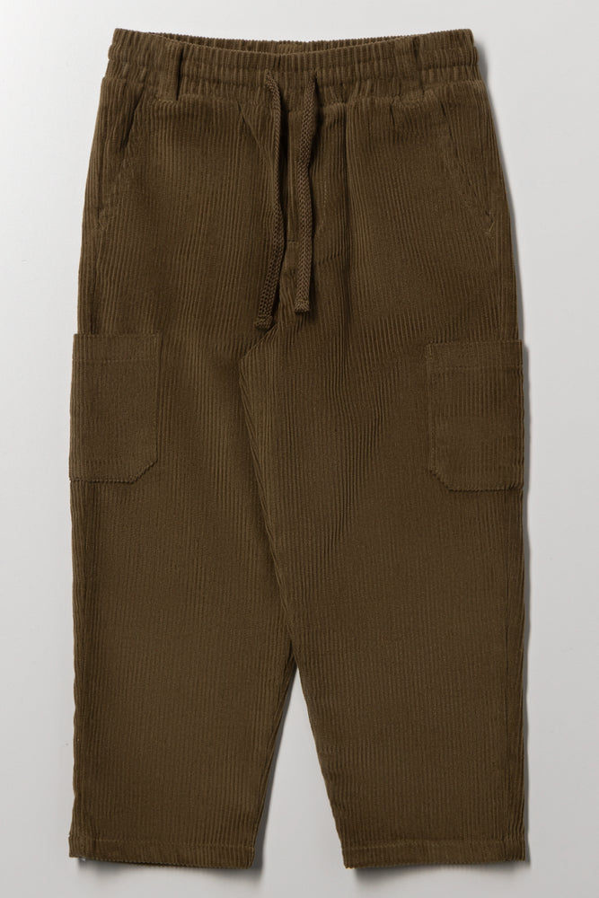 Corduroy Cargo Jogger Pants Green