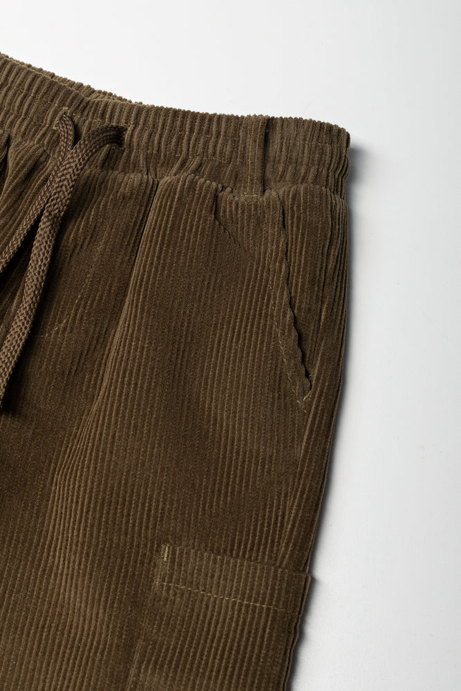 Corduroy Cargo Jogger Pants Green (1)