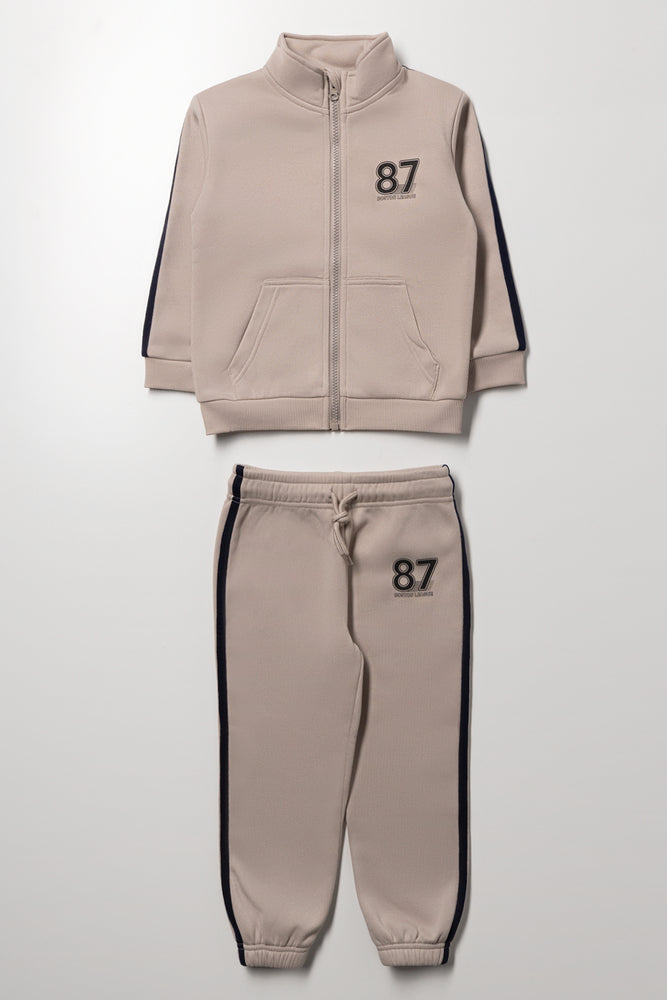 Zip Through Tracksuit Natural | Tracksuits | Ackermans