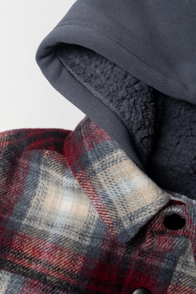 Check Melton Hooded Shacket Burgundy (1)