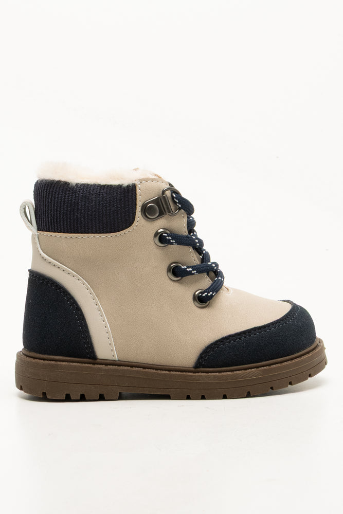 Collar Lace Up Boots Natural (1)