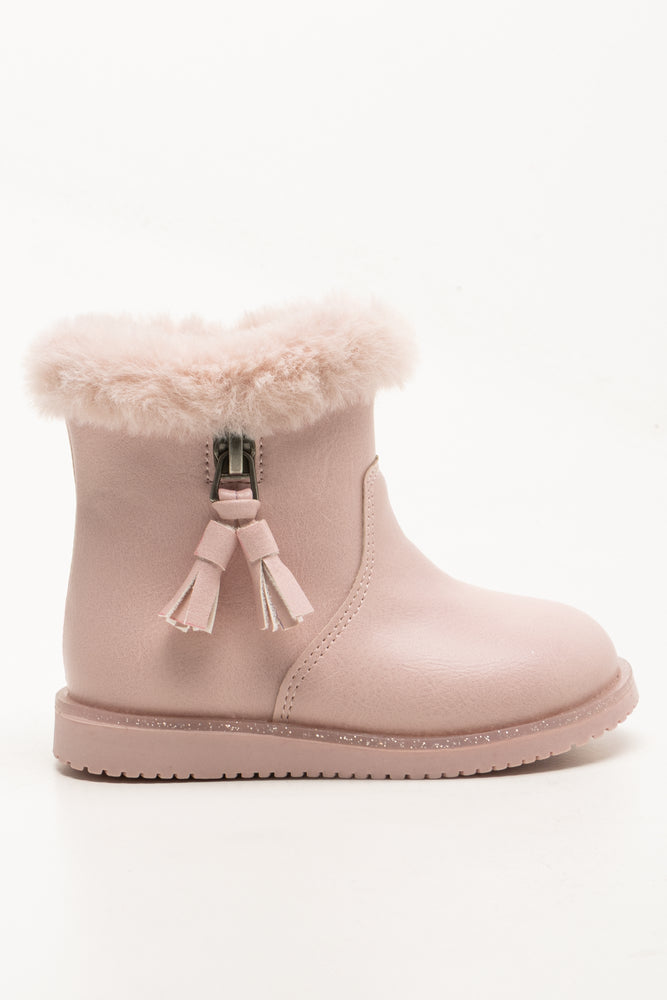 Tassel Fur Boots Pink