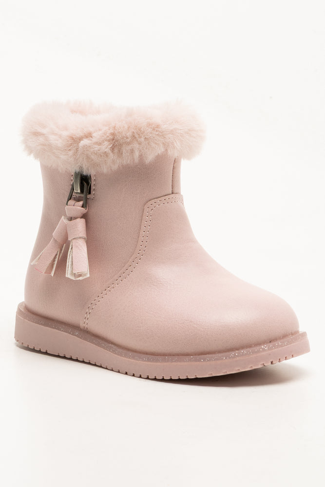 Tassel Fur Boots Pink (1)