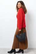 Cable Crew Neck Jersey Red (1)