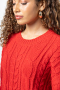 Cable Crew Neck Jersey Red (3)