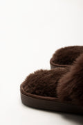 Bow Fur Slippers Brown (3)