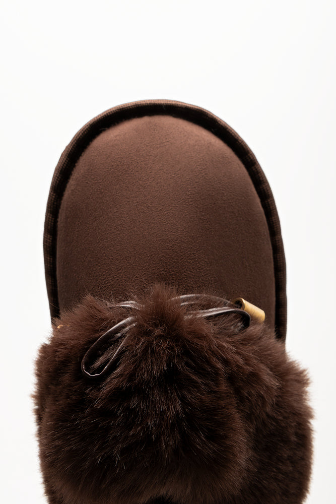 Bow Fur Slippers Brown (4)
