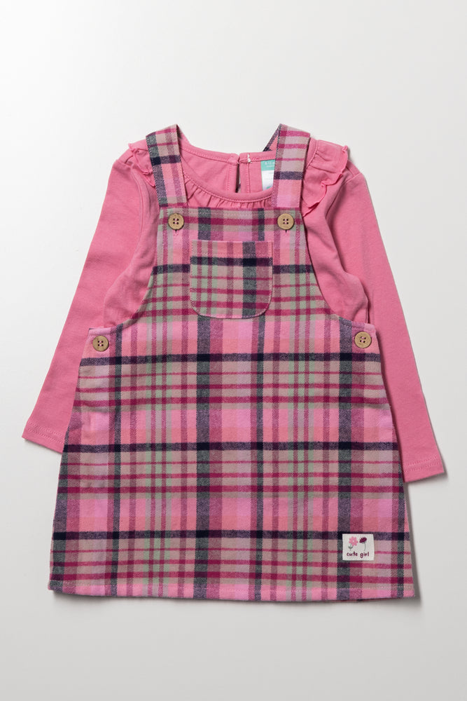Curdoroy Pinafore Set Pink
