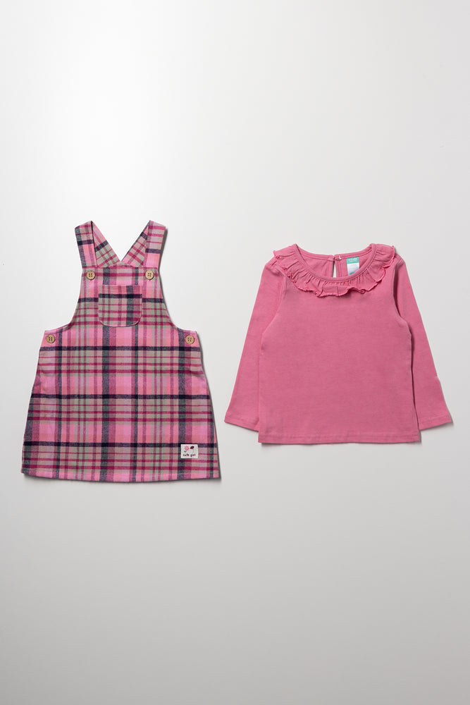 Curdoroy Pinafore Set Pink (3)