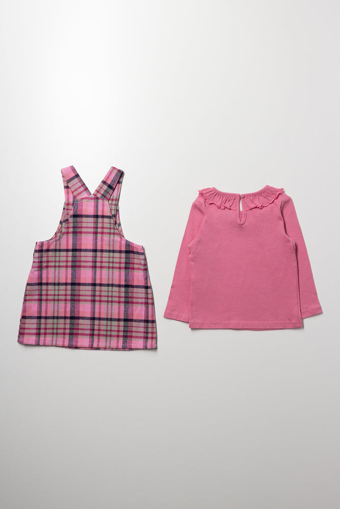 Curdoroy Pinafore Set Pink (4)