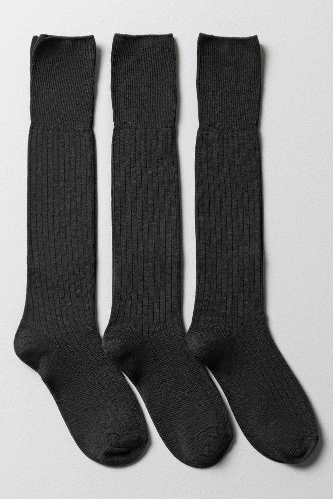 3 Pack Long Ribbed Socks