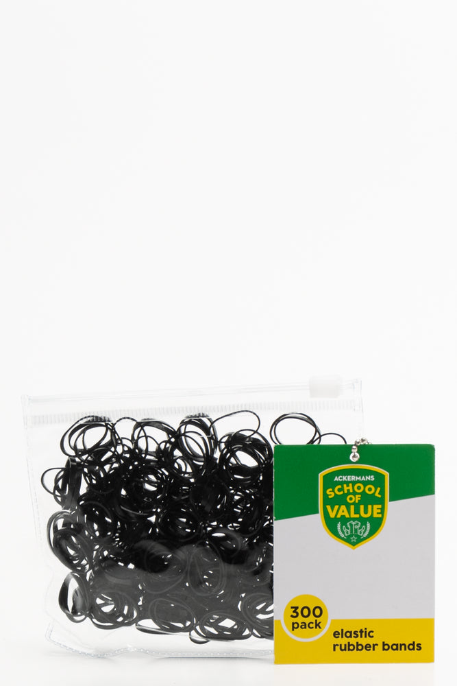 Black Elastic Rubber Bands 300 Pack