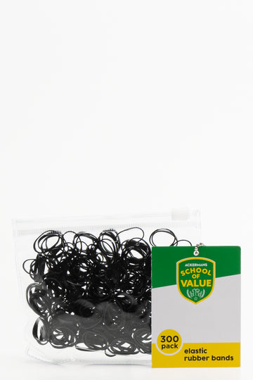 Black Elastic Rubber Bands 300 Pack