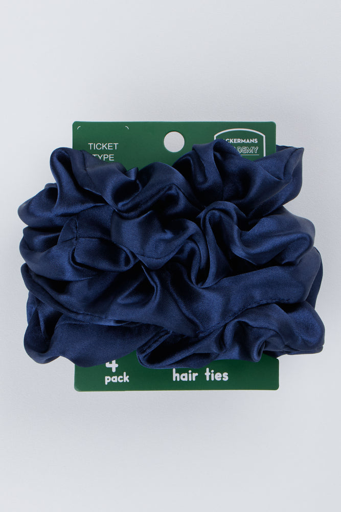 4 Pack Navy Silky Scrunchies