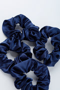 4 Pack Navy Silky Scrunchies (1)