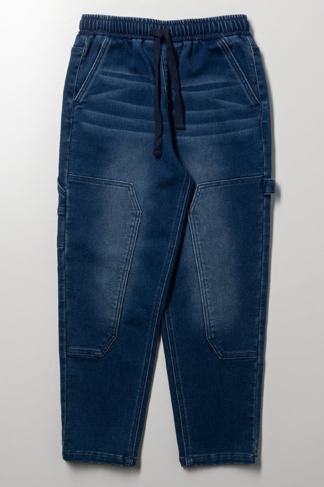 Relaxed Cargo Jogger Denim Jeans Blue