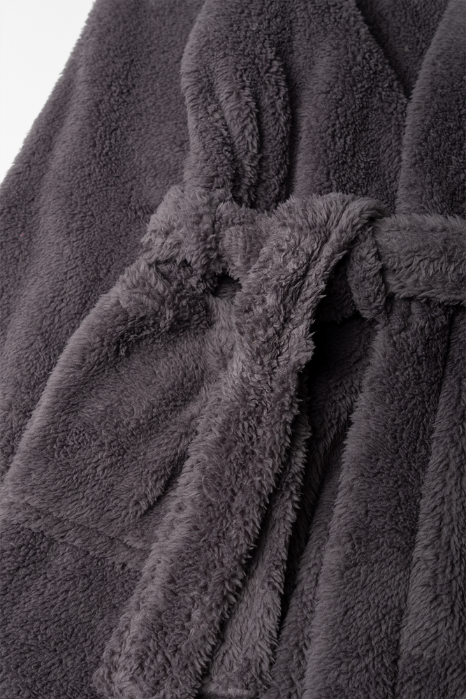 Shaggy Fleece Gown Dark Grey (1)