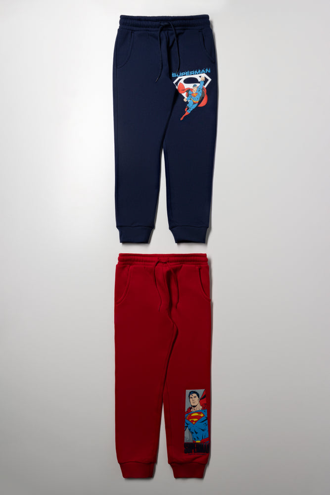 Superman 2 Pack Trackpants Red And Navy