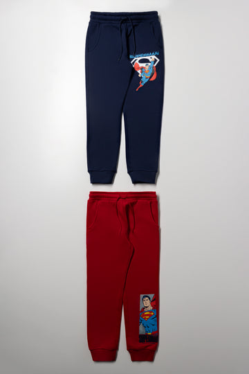Superman 2 Pack Trackpants Red And Navy