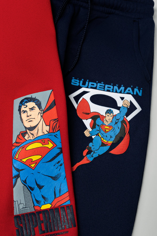 Superman 2 Pack Trackpants Red And Navy (1)