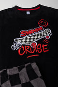 Skater Long Sleeve Fleece Pyjamas Black (1)