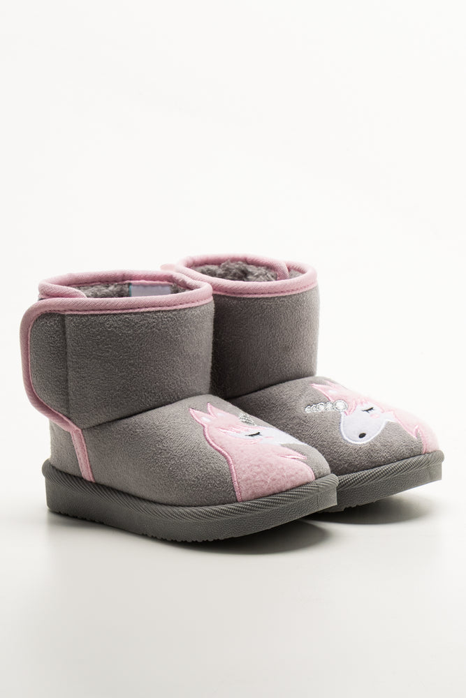 Unicorn Comfy Boots Light Grey
