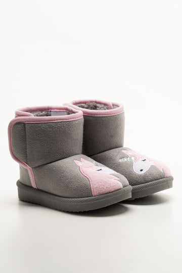 Unicorn Comfy Boots Light Grey