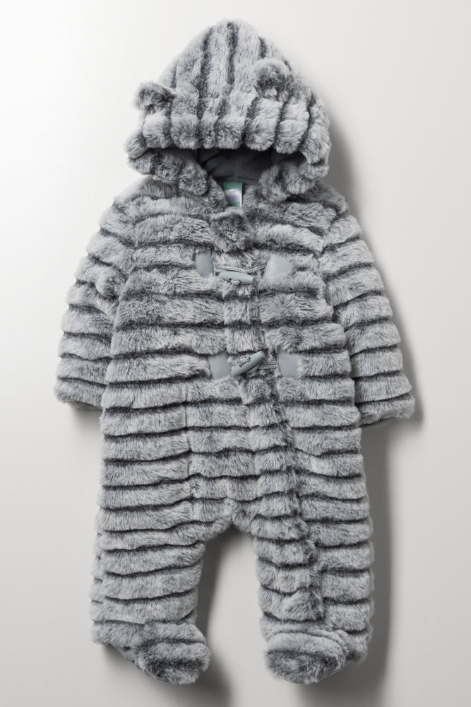 Padded Fur Babygrow Dark Grey