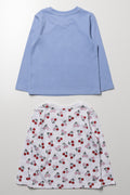 2 Pack Bicycle Girl Long Sleeve T-Shirts Light Blue And White (2)