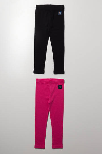 2 Pack Rib Leggings Pink And Black