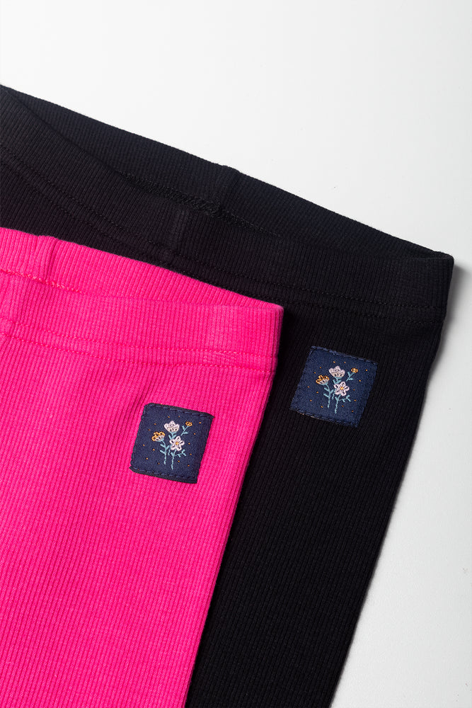 2 Pack Rib Leggings Pink And Black (1)