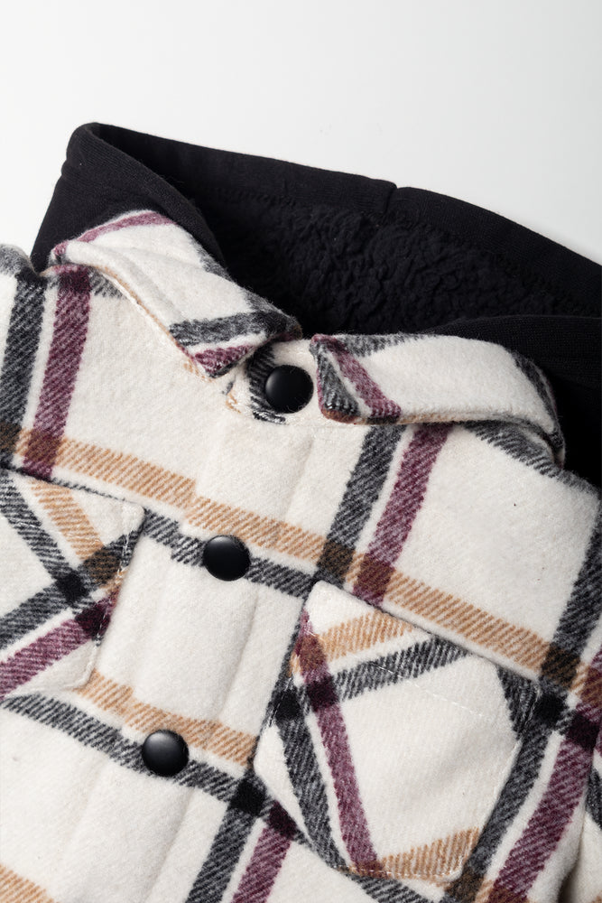 Check Flannel Shacket Cream And Burgundy | Jackets & Knitwear
