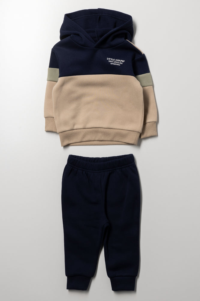 Colour block Tracksuit Navy &  Natural