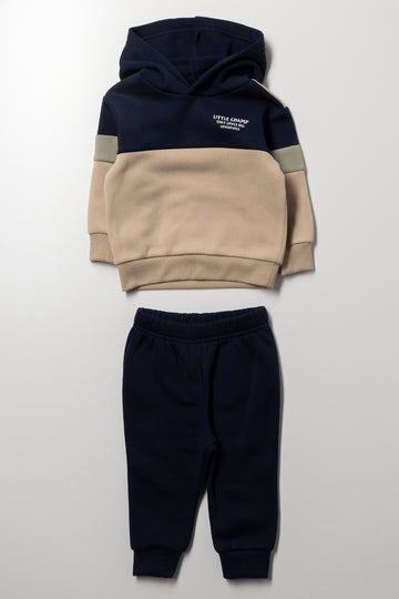 Colour block Tracksuit Navy &  Natural