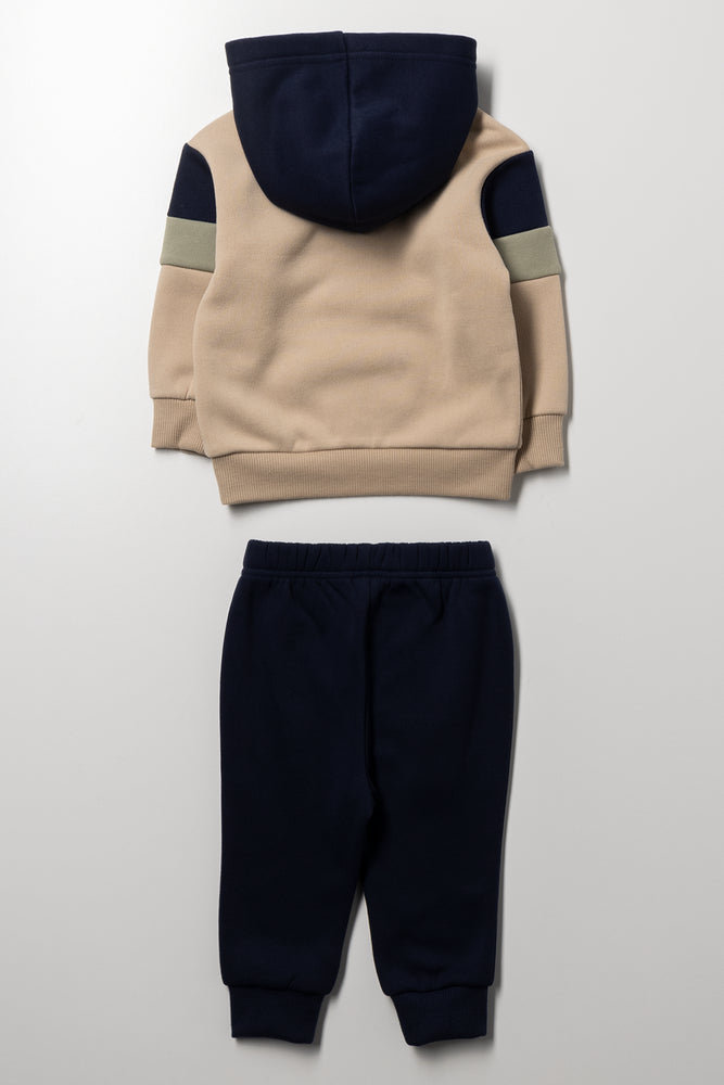 Colour block Tracksuit Navy &  Natural (2)
