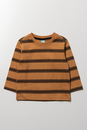 Long Sleeve Striped T-Shirt Brown
