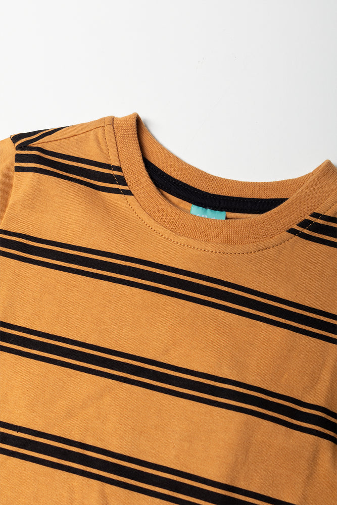 Long Sleeve Striped T-Shirt Brown