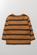 Long Sleeve Striped T-Shirt Brown (2)