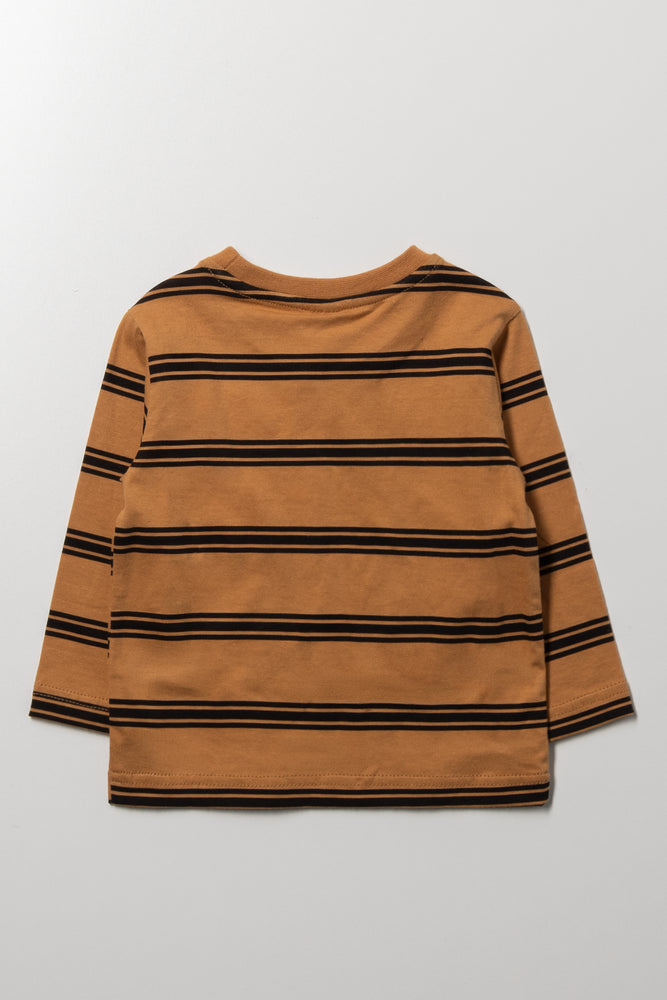 Long Sleeve Striped T-Shirt Brown (2)