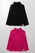 2 Pack Rib Polonecks Pink And Black