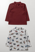 Boys 2 Pack Car Print Tops