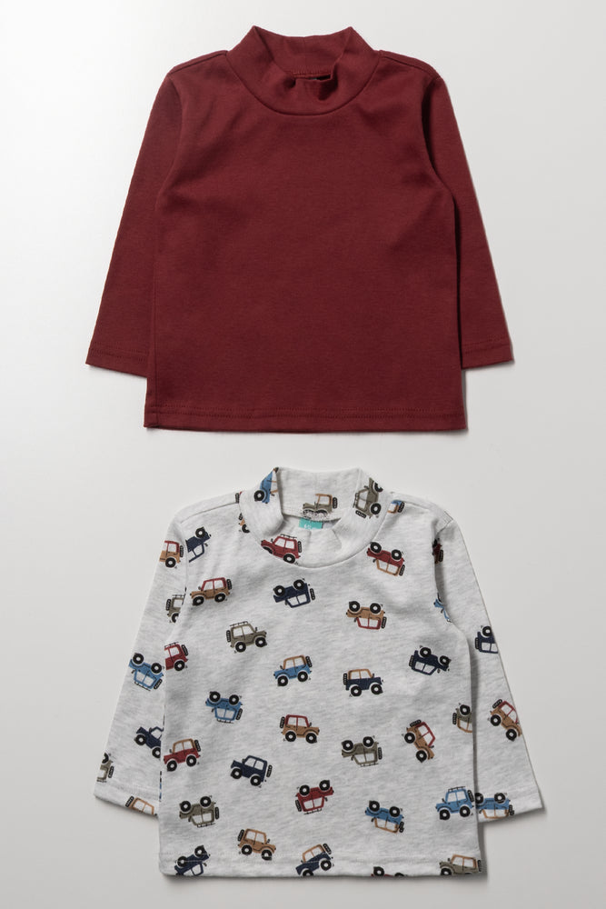 Boys 2 Pack Car Print Tops