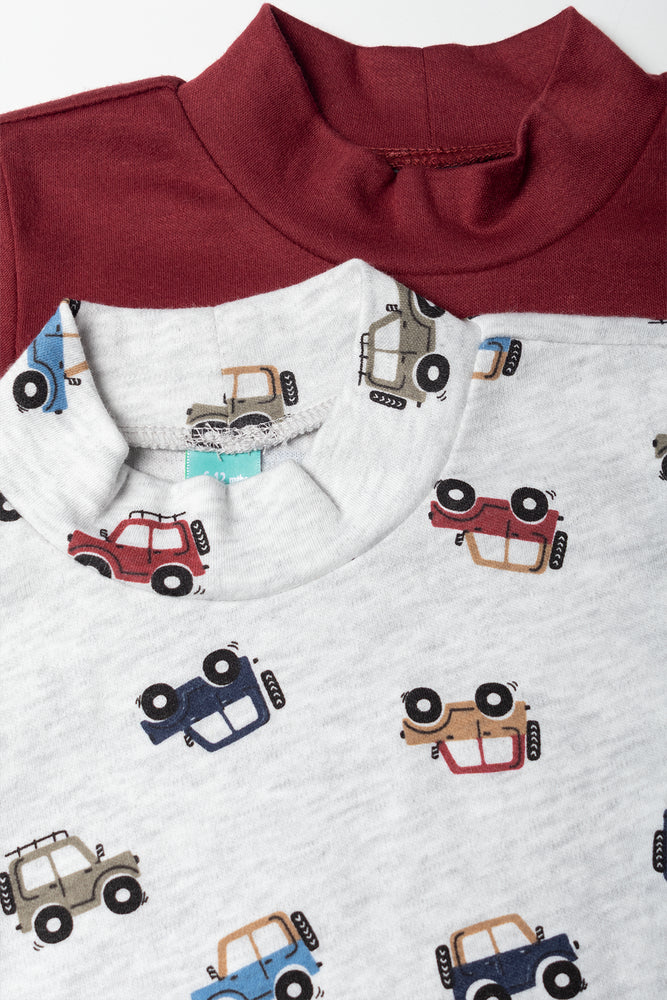 Boys 2 Pack Car Print Tops (1)