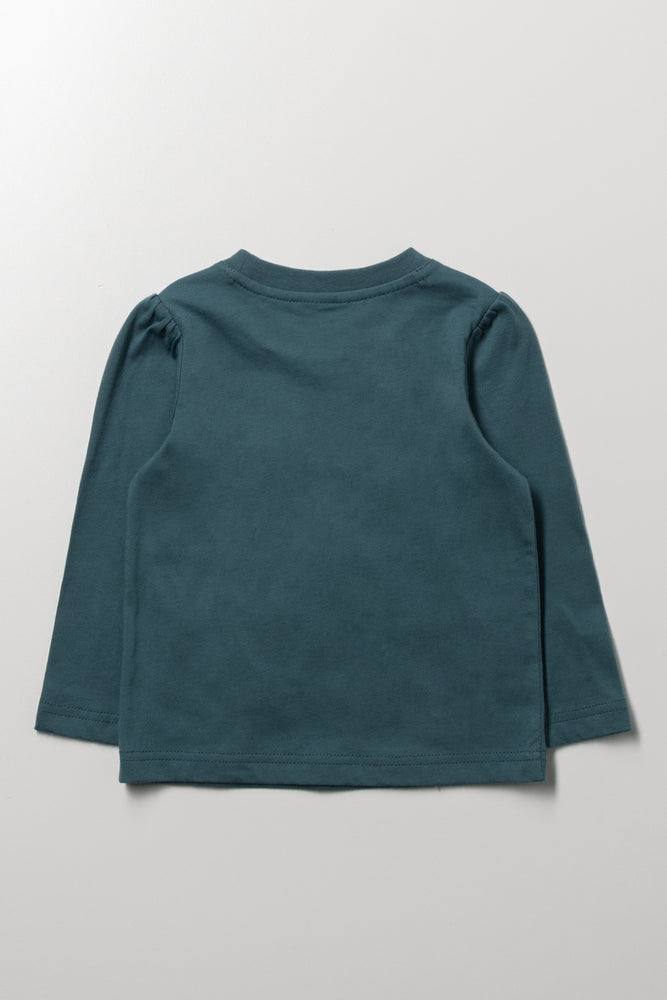 Heart Pocket Long Sleeve T-Shirt Teal (2)