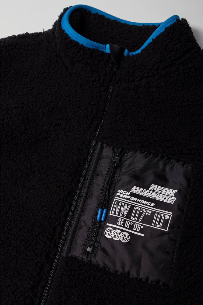 Fur Long Sleeve Jacket Black