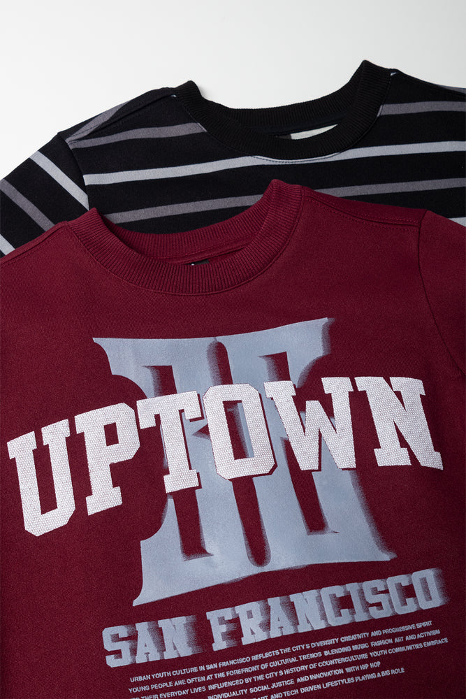 2 Pack Stripe Tracktops Black And Burgundy (1)